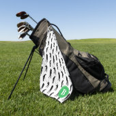 Serviette De Golf Monogramme motif silhouettes de golfeurs (Vert)