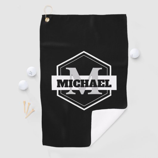 Serviette De Golf Monogramme noir (En situation)