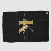 Serviette De Golf Monogramme noir (Horizontal)