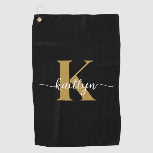 Serviette De Golf Monogramme noir (Devant)