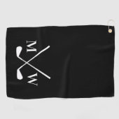 Serviette De Golf Monogramme Noir (Horizontal)