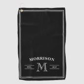 Serviette De Golf Monogramme noir blanc élégant (Devant)