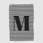 Serviette De Golf Monogramme noir blanc rayures personnalisé initial (Devant)