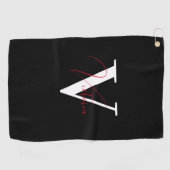 Serviette De Golf monogramme noir chic personnalisé (Horizontal)