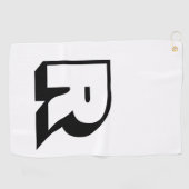 Serviette De Golf Monogramme noir de base personnalisé (Horizontal)