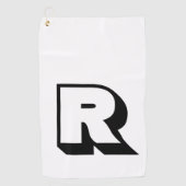 Serviette De Golf Monogramme noir de base personnalisé (Devant)