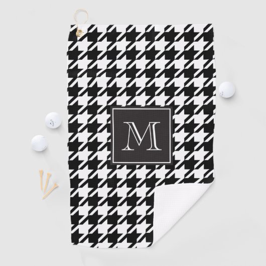 Serviette De Golf Monogramme noir de pied-de-poule (En situation)