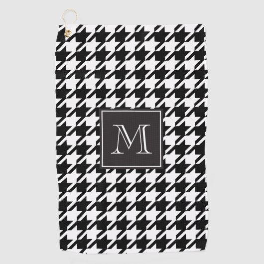 Serviette De Golf Monogramme noir de pied-de-poule (Devant)