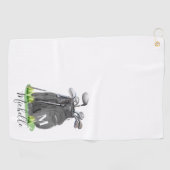 Serviette De Golf Monogramme Noir Et Blanc (Horizontal)
