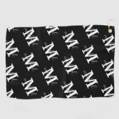 Serviette De Golf monogramme noir et blanc motif personnalisé (Horizontal)