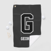 Serviette De Golf Monogramme noir et blanc personnalisé - Cadeau per (En situation)