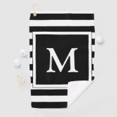 Serviette De Golf Monogramme noir et blanc simple (En situation)