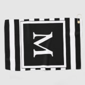 Serviette De Golf Monogramme noir et blanc simple (Horizontal)