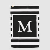 Serviette De Golf Monogramme noir et blanc simple (Devant)