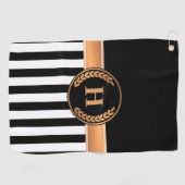 Serviette De Golf Monogramme noir et or (Horizontal)