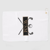 Serviette De Golf Monogramme noir et or personnalisé (Horizontal)
