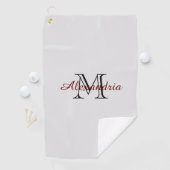 Serviette De Golf Monogramme noir gris (En situation)