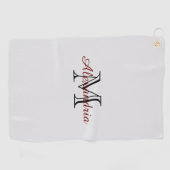 Serviette De Golf Monogramme noir gris (Horizontal)
