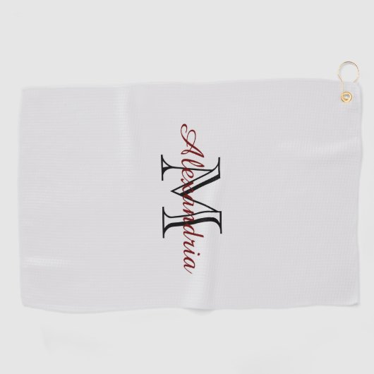 Serviette De Golf Monogramme noir gris (Horizontal)