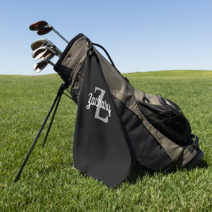 Serviette De Golf Monogramme noir gris blanc personnalisé