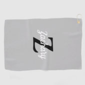 Serviette De Golf Monogramme noir gris clair personnalisé (Horizontal)
