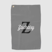 Serviette De Golf Monogramme noir gris personnalisé (Devant)