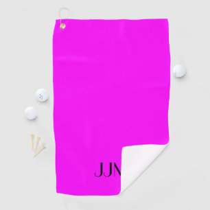 Serviette De Golf Monogramme noir sur Magenta Pink