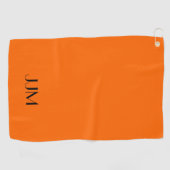 Serviette De Golf Monogramme noir sur orange (Horizontal)