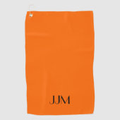Serviette De Golf Monogramme noir sur orange (Devant)