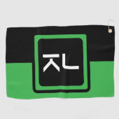 Serviette de golf Monogramme noir vert personnalis (Horizontal)