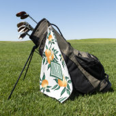 Serviette De Golf Monogramme Nom Aquarelle Citron Orange (Vert)