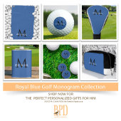 Serviette De Golf Monogramme Nom Initial Élégant Bleu Royal