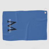 Serviette De Golf Monogramme Nom Initial Élégant Bleu Royal (Horizontal)