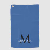 Serviette De Golf Monogramme Nom Initial Élégant Bleu Royal (Devant)