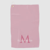 Serviette De Golf Monogramme Nom Initiale Élégant Rose (Devant)