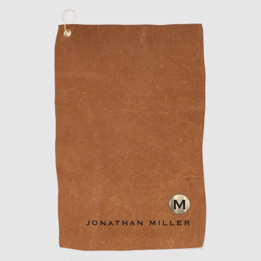 Serviette De Golf Monogramme or brossé de taille moderne (Devant)
