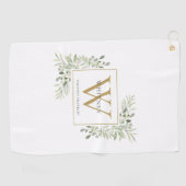 Serviette De Golf Monogramme Or Élégant Vert Moderne (Horizontal)