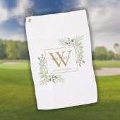 Serviette De Golf Monogramme Or Élégant Vert Moderne