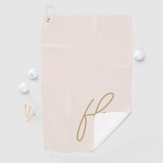 Serviette De Golf Monogramme or rose vierge Script Nom moderne Fille (En situation)