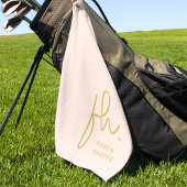 Serviette De Golf Monogramme or rose vierge Script Nom moderne Fille