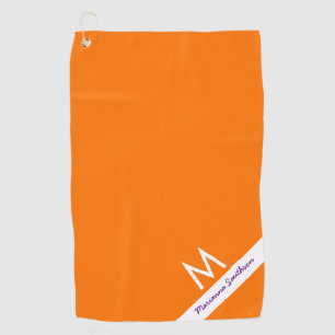 Serviette De Golf Monogramme orange violet Nom Moderne Personnalisé