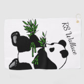 Serviette De Golf Monogramme ou nom du panda géant (Horizontal)