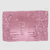 Serviette De Golf Monogramme Parties scintillant à séchage rose méta (Horizontal)