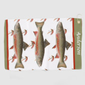 Serviette De Golf Monogramme Pêcheurs Voler Pêche Truite Brook Gol (Horizontal)