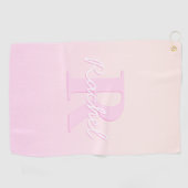 Serviette De Golf Monogramme personnalisable | Ombre de la pêche et  (Horizontal)