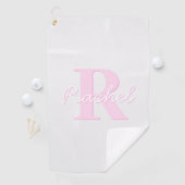 Serviette De Golf Monogramme personnalisable | Ombre rose et gris (En situation)