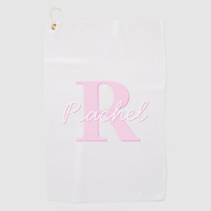 Serviette De Golf Monogramme personnalisable Ombre rose et gris