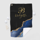 Serviette De Golf Monogramme personnalisé Black Gold Marine Géode d' (En situation)