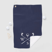 Serviette De Golf Monogramme personnalisé bleu marine (En situation)