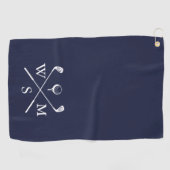 Serviette De Golf Monogramme personnalisé bleu marine (Horizontal)